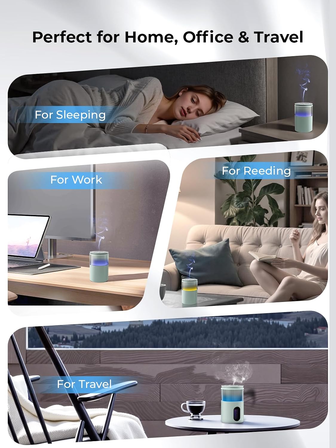 Waterless Essential Oil Diffuser: 𝟗-𝐂𝐨𝐥𝐨𝐫 𝐋𝐄𝐃 for Home