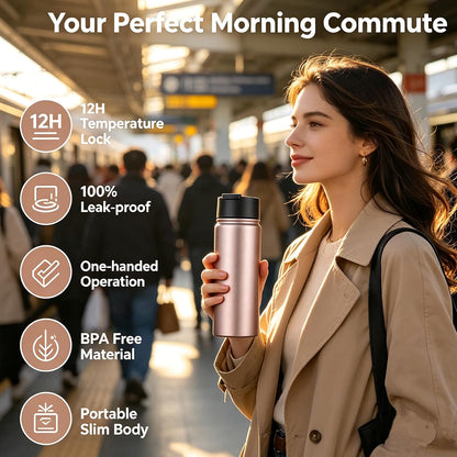 Sivaphe Infuser Travel Mug with Removable loose leaf Tea Strainer Tea Filter Water Bottle 18/8 Stainless Steel Insulated Tumbler for Women Rosegold