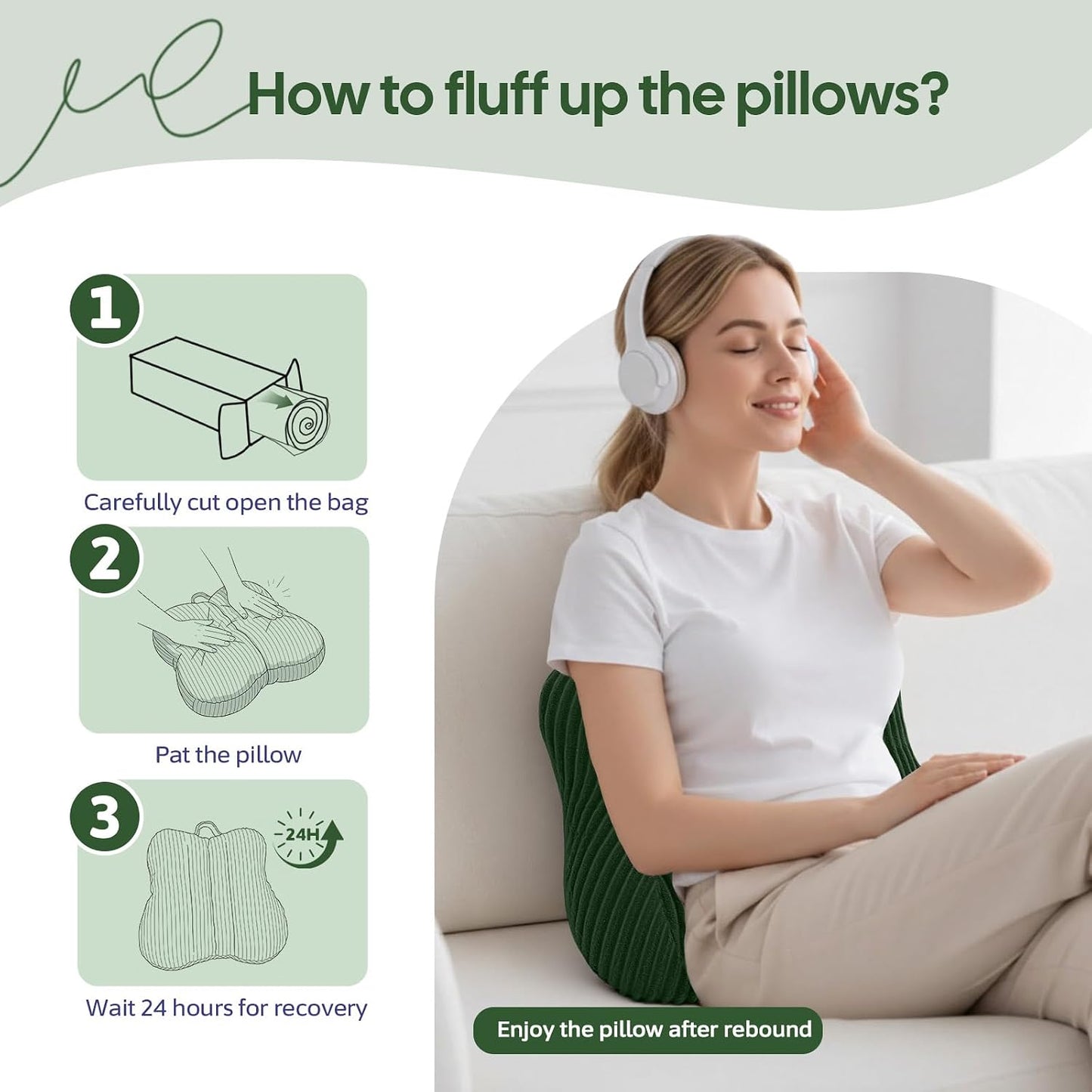 Lumbar Support Pillow for Couch, Back Support Pillow for Chair | Heart-Shape Back Cushion with Shredded Foam for Back Pain Relief & Reading, Lumbar Cushions for Recliner, Car, Black