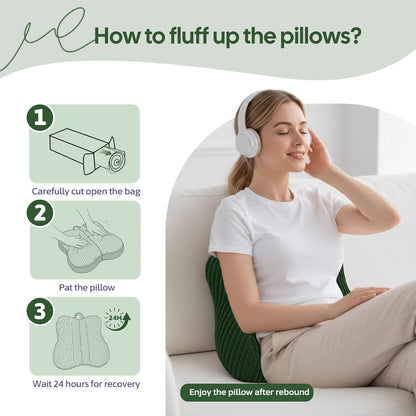 Lumbar Support Pillow for Couch, Back Support Pillow for Chair | Heart-Shape Back Cushion with Shredded Foam for Back Pain Relief & Reading, Lumbar Cushions for Recliner, Car, Black