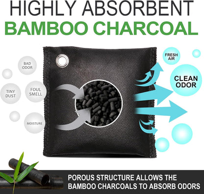 Activated Charcoal Odor Absorber, 10 Pack Natural Shoe Odor Eliminator, Bamboo Charcoal Air Purifying Bags, Sneaker Deodorizer and Moisture Absorbers for Clean Footwear, Shoe Odor Remover
