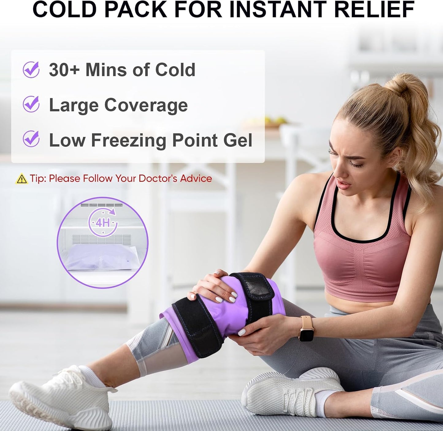 APEXUP Ice Pack for Knee Pain Relief, Large Reusable Wrap After Surgery, Flexible Gel Cold Pack for Injuries, Pain Relief for Back, Shoulder, Elbow, Ankle and Leg (Blue, L, 1PK)