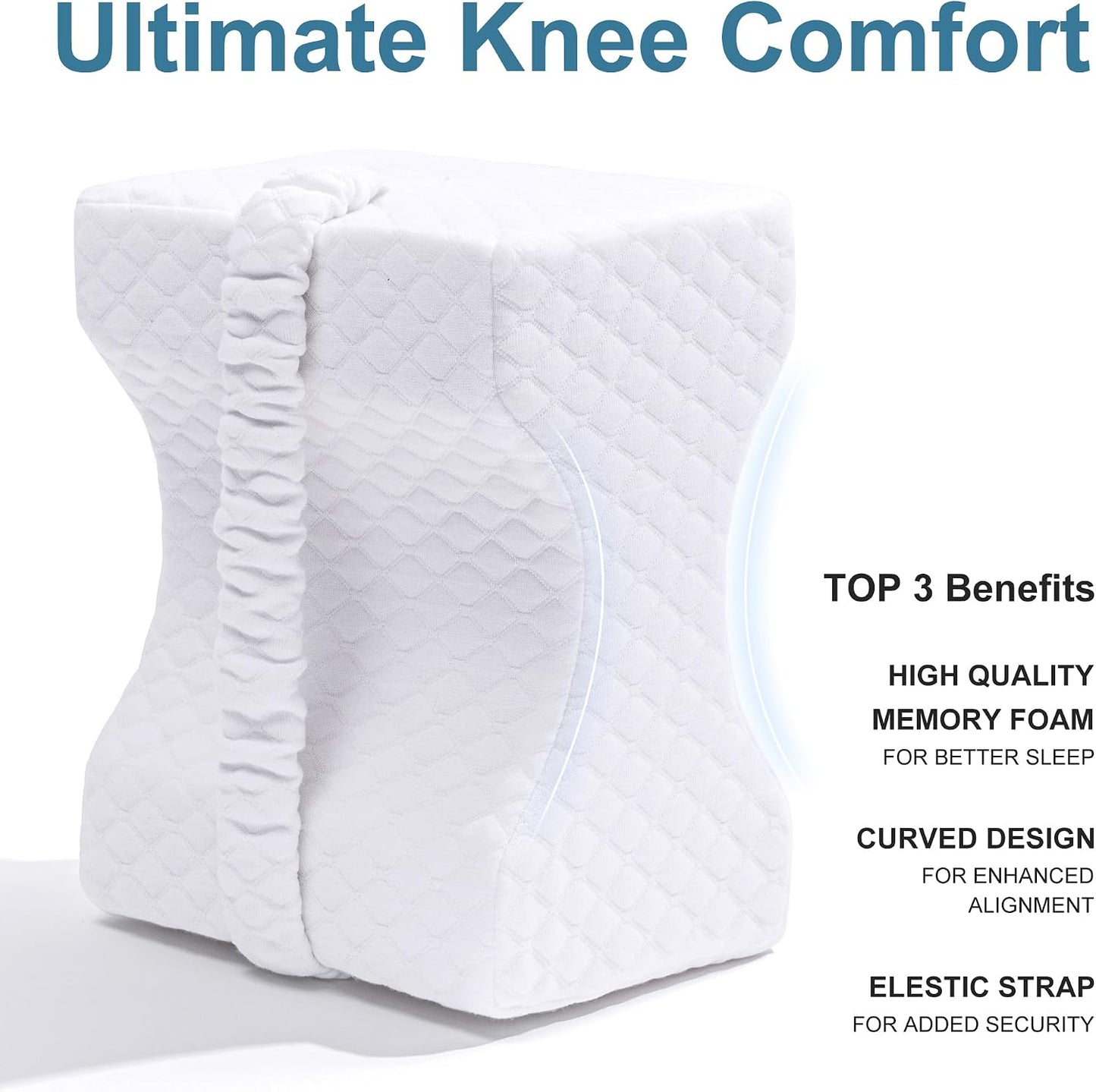 UJPFEO Knee Pillow for Side Sleepers, Leg Pillow for Sciatica, Back, HIPS, Knees, Joints Pain Relief,Pillows for Between Legs While Sleeping Spine Alignment Support & Relieves Pressure,Cooling White