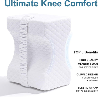 UJPFEO Knee Pillow for Side Sleepers, Leg Pillow for Sciatica, Back, HIPS, Knees, Joints Pain Relief,Pillows for Between Legs While Sleeping Spine Alignment Support & Relieves Pressure,Cooling White