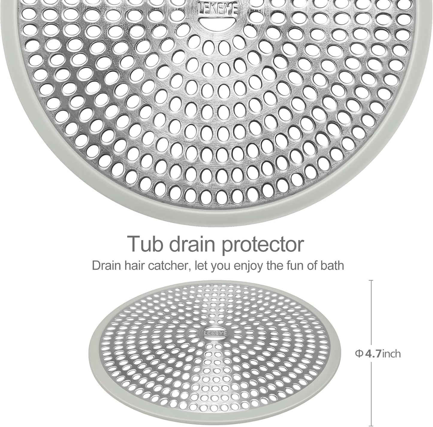 LEKEYE Shower Drain Hair Catcher/Strainer/Stainless Steel and Silicone
