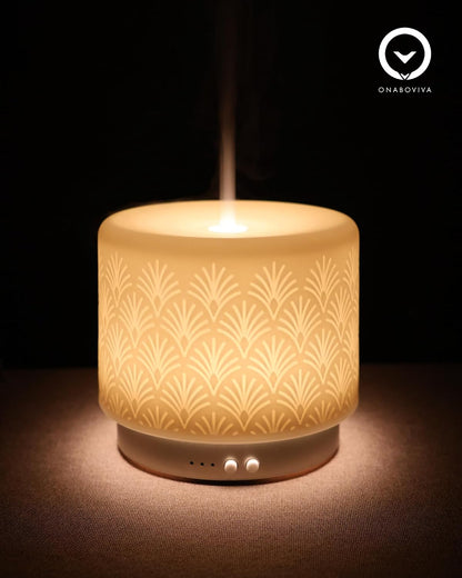 Essential Oil Diffuser - 280ml Ceramic Diffuser for Large Room & Commercial Use, 2.4MHz Aromatherapy Diffuser with Cool Mist Humidifier & Night Light, Ideal for Bedroom, Office, Yoga, Spa, Gifts