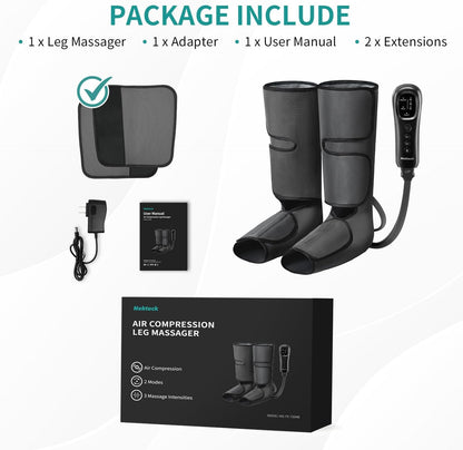 Nekteck Leg Compression Massager for Circulation and Relaxation | FSA Eligible HSA Foot and Calf Massage, 2 Modes, 3 Intensities, 20 Mins Auto-Off, Hand-held Controller, Adjustable Leg Wraps
