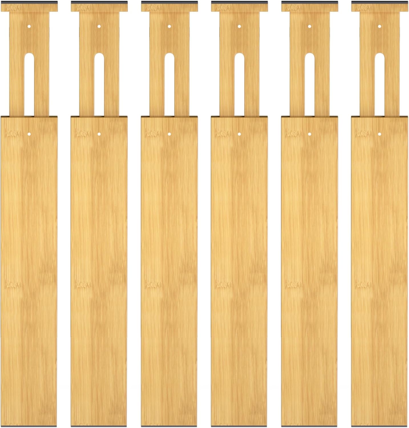 Bamboo Drawer Dividers, Adjustable Drawer Organizers, Fits 12.6–16" Drawers | 2.5" High, 4 Pack Expandable Drawer Separators for Kitchen, Nursery, Dressers & Office Storage, Natural