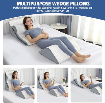 Simpledad Wedge Pillow for Sleeping, Orthopedic Bed Wedge Pillow Set