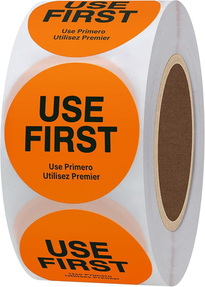500 Pcs 1.5 Inch Use First Stickers - Dot Pharmacy Labels Paper for Food Service, Medication, Inventory Control & Restaurant (Orange)