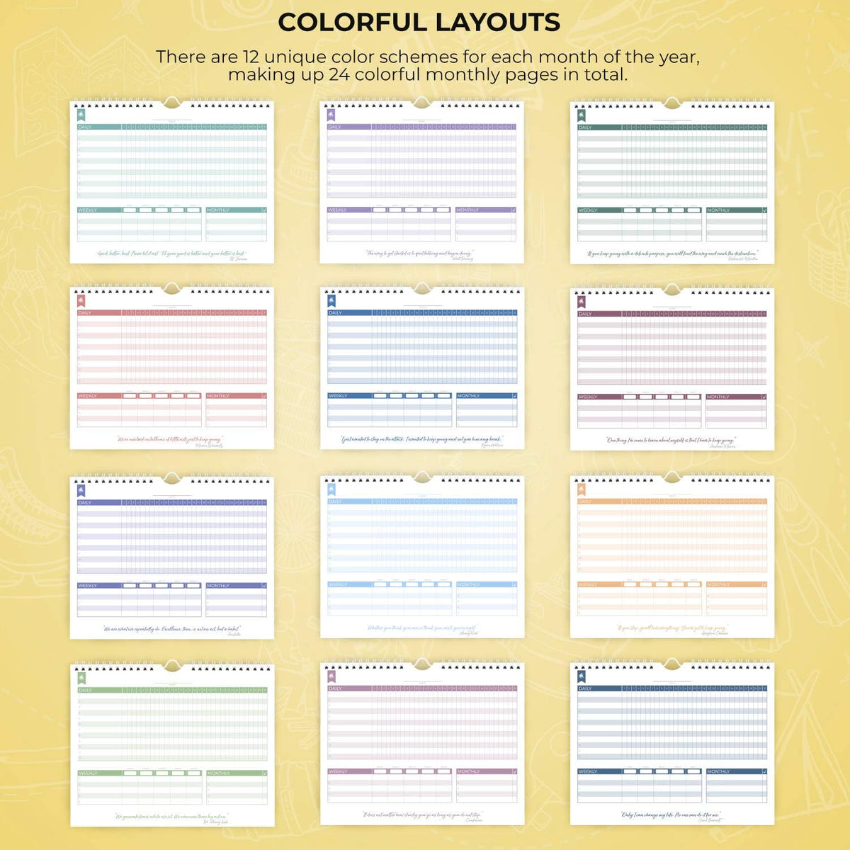 Clever Fox Habit Tracker Calendar, 24-Month Daily Goal Journal Black