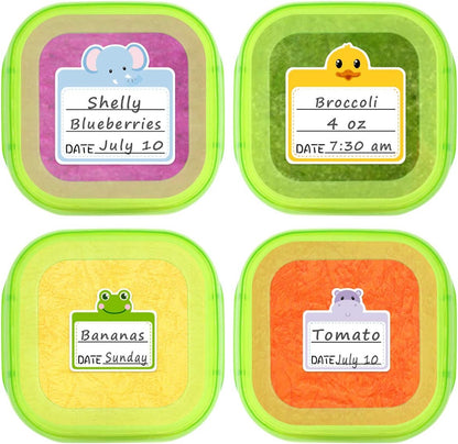 Ceiba Tree Food Containers Stickers Daycare Labels Removable Waterproof Labels for Kitchen Kids Bottle 108Pcs