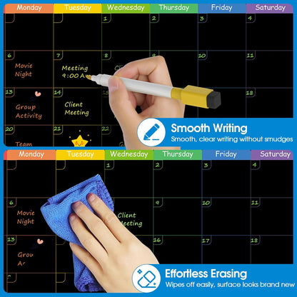 MaxGear 4 Pack Magnetic Dry Erase Board Calendar for Fridge, 15" x 11.5" | Strong Magnetic, Easy to Write and Clean, Dry Erase and No Stains, Includes List, Small Board, 5 Markers,5 Magnets,1 Eraser