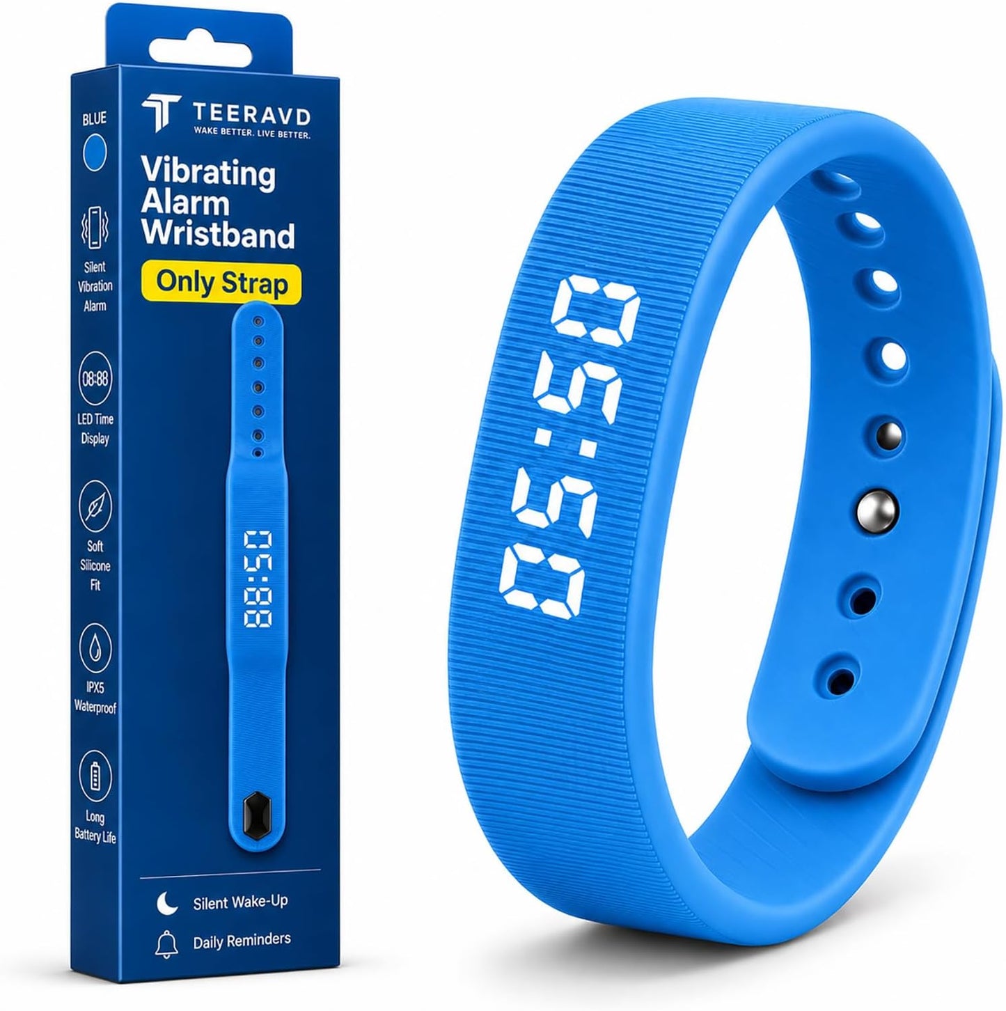 Vibrating Alarm Wristband Clock for Heavy Sleepers Wake Band Wrist Watch Silent Vibration Bracelet Loud Adults Strike Deaf People Despertar with that Won't Partner Extremely Deep