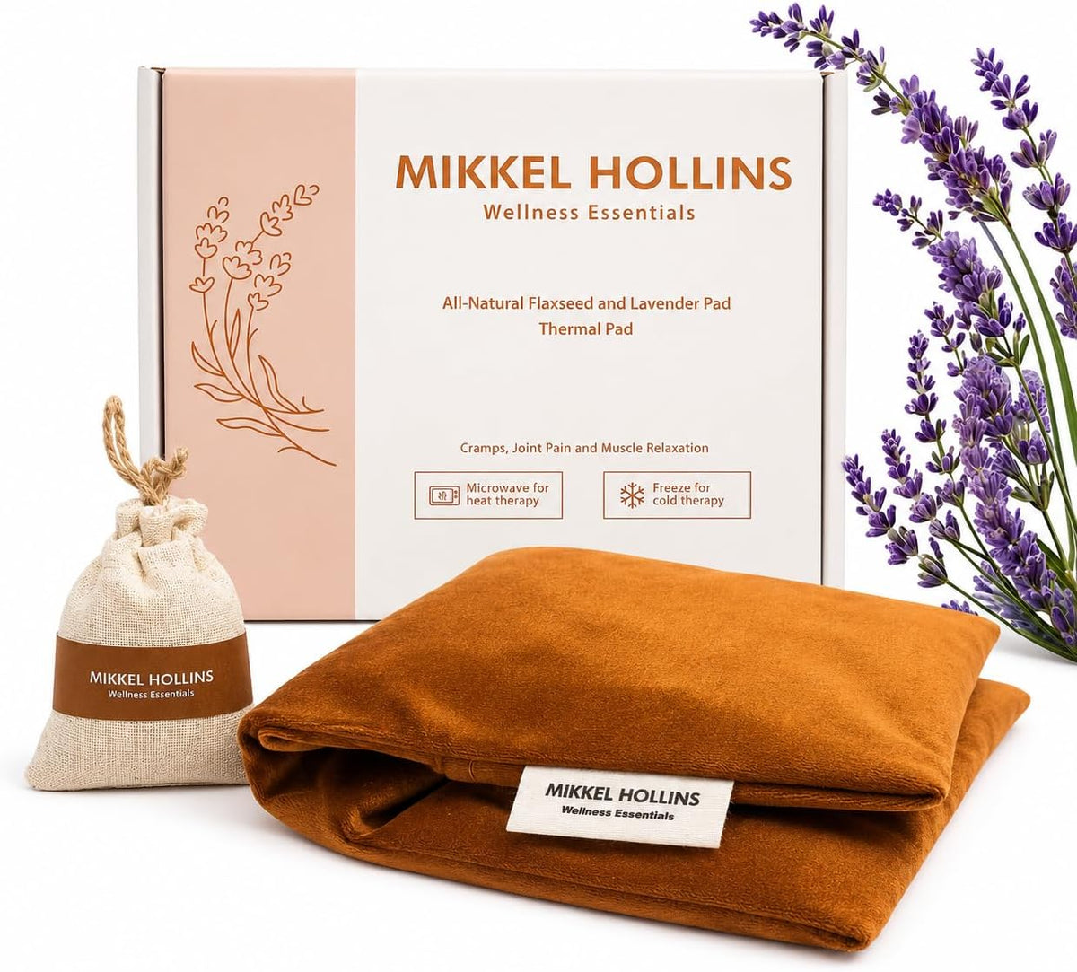Microwavable Heating Pad with Lavender & Flaxseed, Hot & Cold Therapy, Heat Pad for Back, Neck, Shoulder, Knee, Leg & Menstrual Cramp Relief, Washable Cover, Mini Lavender Bag Gift, One Size Fits All
