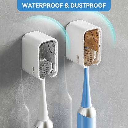 MOPMS Single Slot Toothbrush Holders Wall Mounted with Cover for Bathrooms | 2PCS Toothbrush Cover for Shower, Single Toothbrush Dispenser Storage Organizer for Family & Travel
