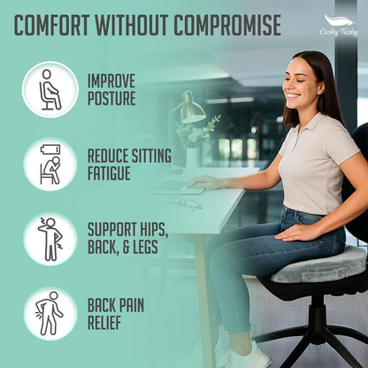 Cushy Tushy Premium Foldable Travel Seat Cushion - for Relief of Lower Back, Sciatic, Butt and Tailbone Pain - for Home & Office Use, Perfect for Travel or Driving - Coccyx Seat Cushion