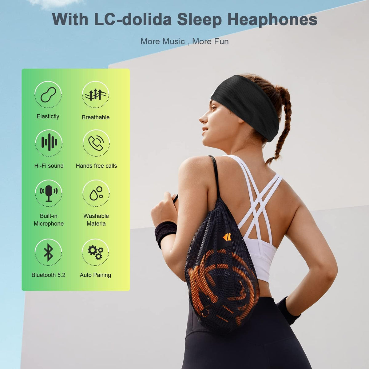 LC-dolida Sleep Headphones Headband Bluetooth 5.4, Sports Headband Earphones Wireless with Speaker Microphone USB C for Women Sleeping Gift Workout Jogging Yoga Insomnia Travel Meditation, Butterfly