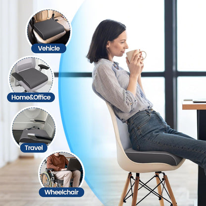 SweetSlubr Seat Cushion, Chair Pad, Memory Foam Large Cushion | Office Chair Cushion for Tailbone Pain Relief, Non-Slip Cover, Soft Support for Office Chair, Car Seat, Airplane,Large/Black