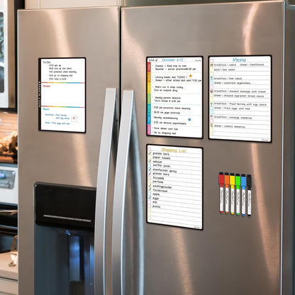Magnetic Dry Erase Weekly Calendar for Fridge - Large 17"x12" Magnetic Weekly Planning Board with Hourly Time Slots - 6 Extra Fine Point Markers Included