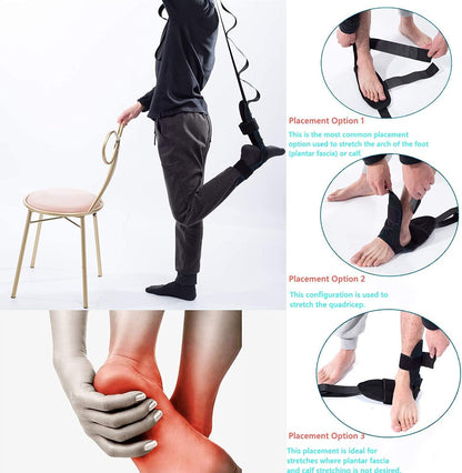 Foot and Calf Stretcher for Plantar Fasciitis, Leg Stretch Band，Improve Leg Stretching，Premium Physiotherapy Stretching Strap Improves Strength and Relief to Heel Spurs, Calf, Thigh and Hip