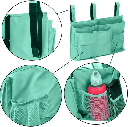 Createy Bedside Caddy Hanging Organizer Storage Bag Pocket for Bunk and Hospital Beds, College Dorm Rooms, Baby Bed Rails, Camp - 4 Pockets and 2 Hooks