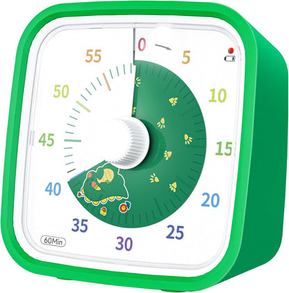 Yunbaoit Rainbow Visual Timer for Kids, 60-min Countdown Timer, Blue | Protective Case, No Ticking, Mute and Ringing Alarm Available, Time Management Tool, Low Power Reminder, for Study,Game,Work