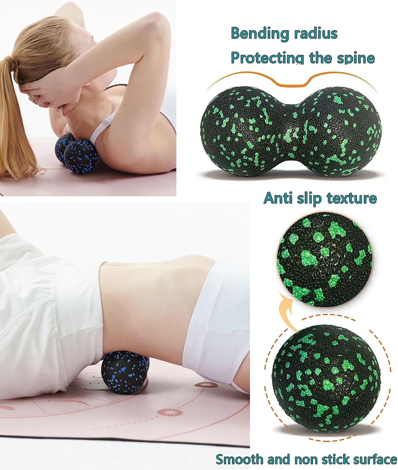 Peanut Massage Ball, Double Lacrosse Foam Roller for Physical Therapy, Firm | Deep Tissue Exercise, Myofascial Release, Muscle Knots Acupoint Relief, Trigger Point Tool for Neck Back Feet Waist Pain