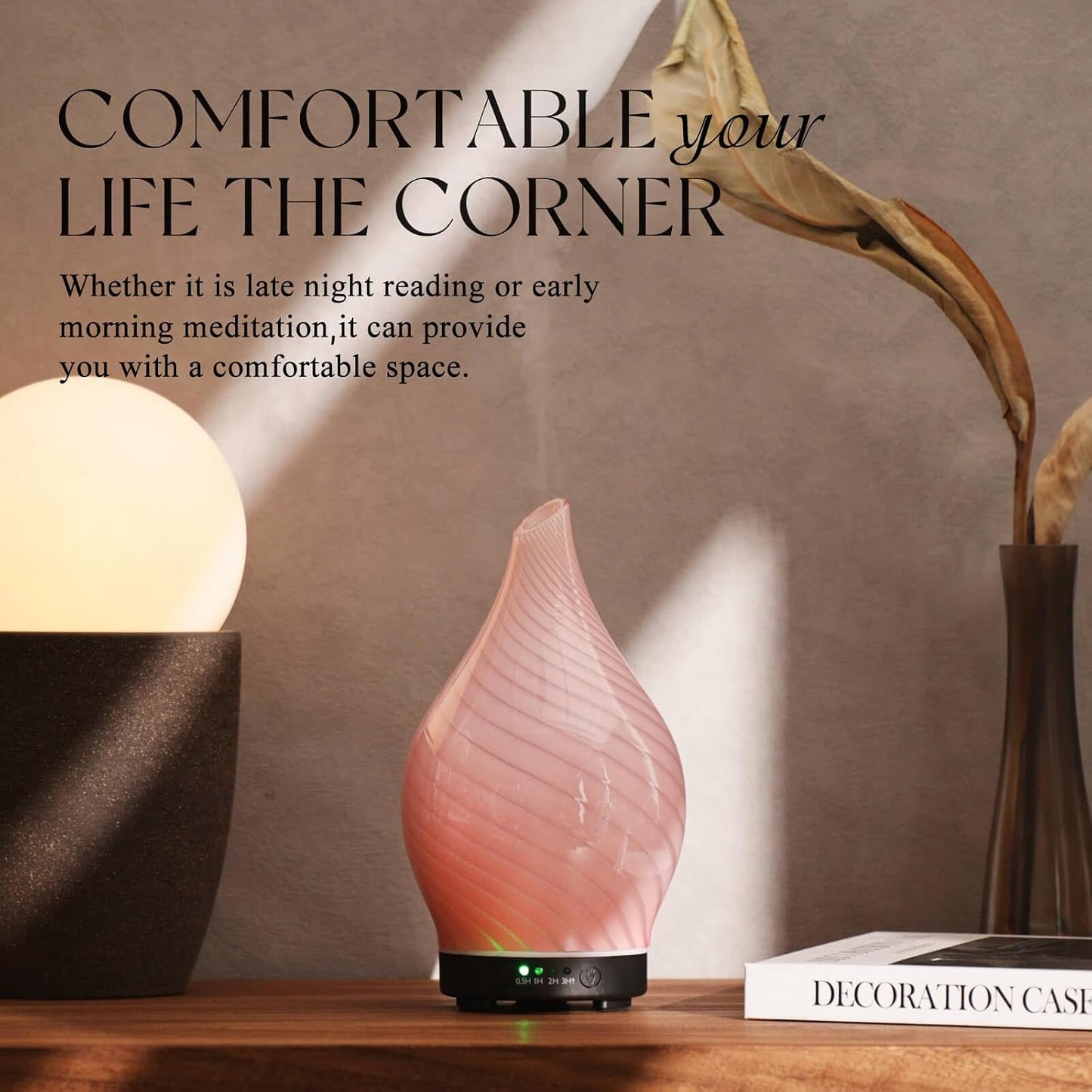 Porseme Oil Diffuser 3D Glass Aromatherapy Ultrasonic Humidifier, Air Refresh Auto Shut-Off, Timer Setting, BPA Free for Home Hotel Yoga Leisure SPA Gift 150ml Last 6H - Colors B