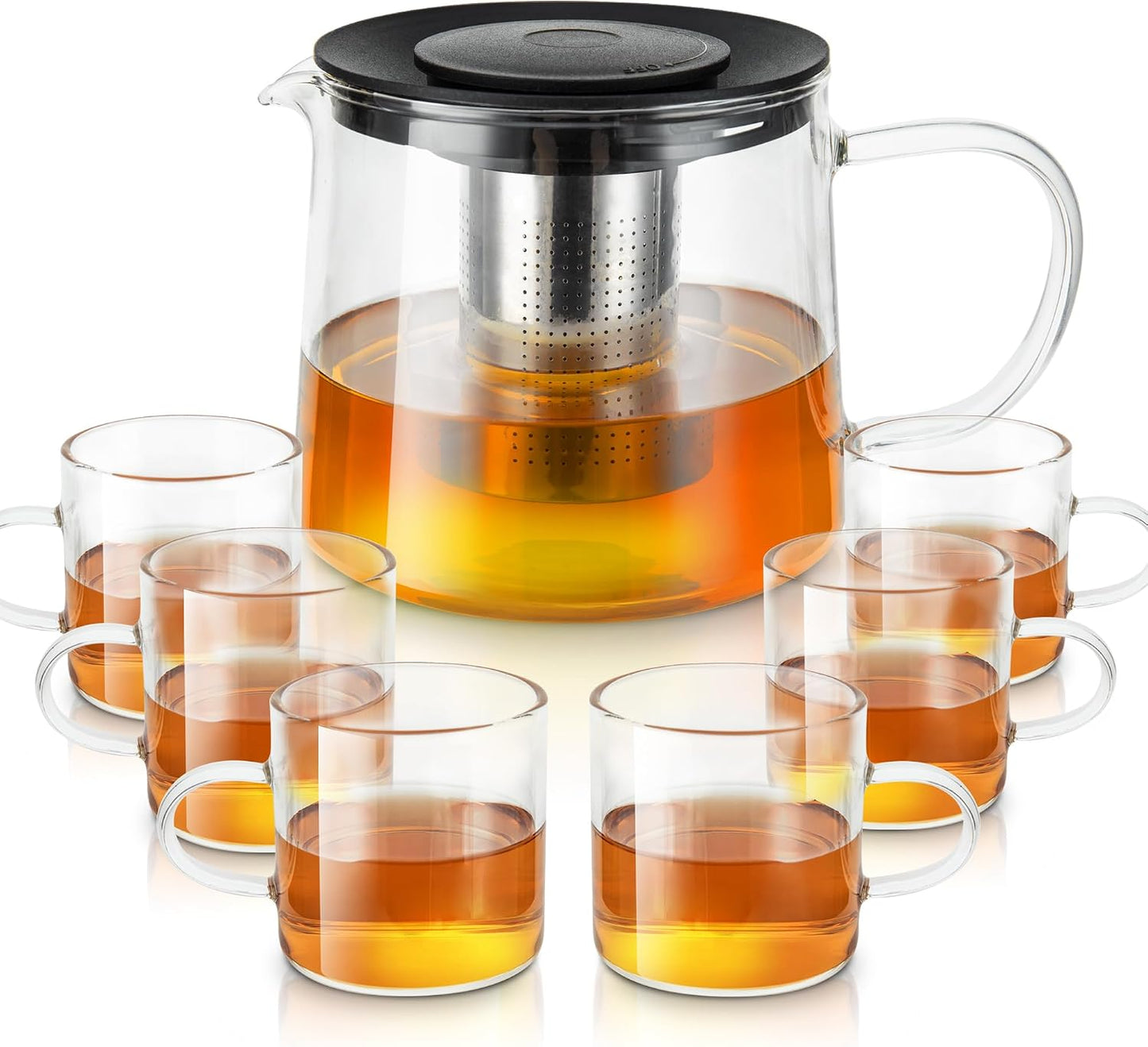 Glass Teapot 34oz/1000ml with Removable Stainless Steel Infuser Tea pot, Heatproof Borosilicate Glass Tea Make, Stovetop Safe Glass Tea Kettle for Loose and Blooming Leaf Tea