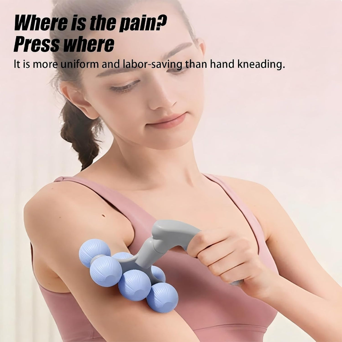 6-Wheel Handheld Massage Roller for Muscle Pain Relief (Blue)