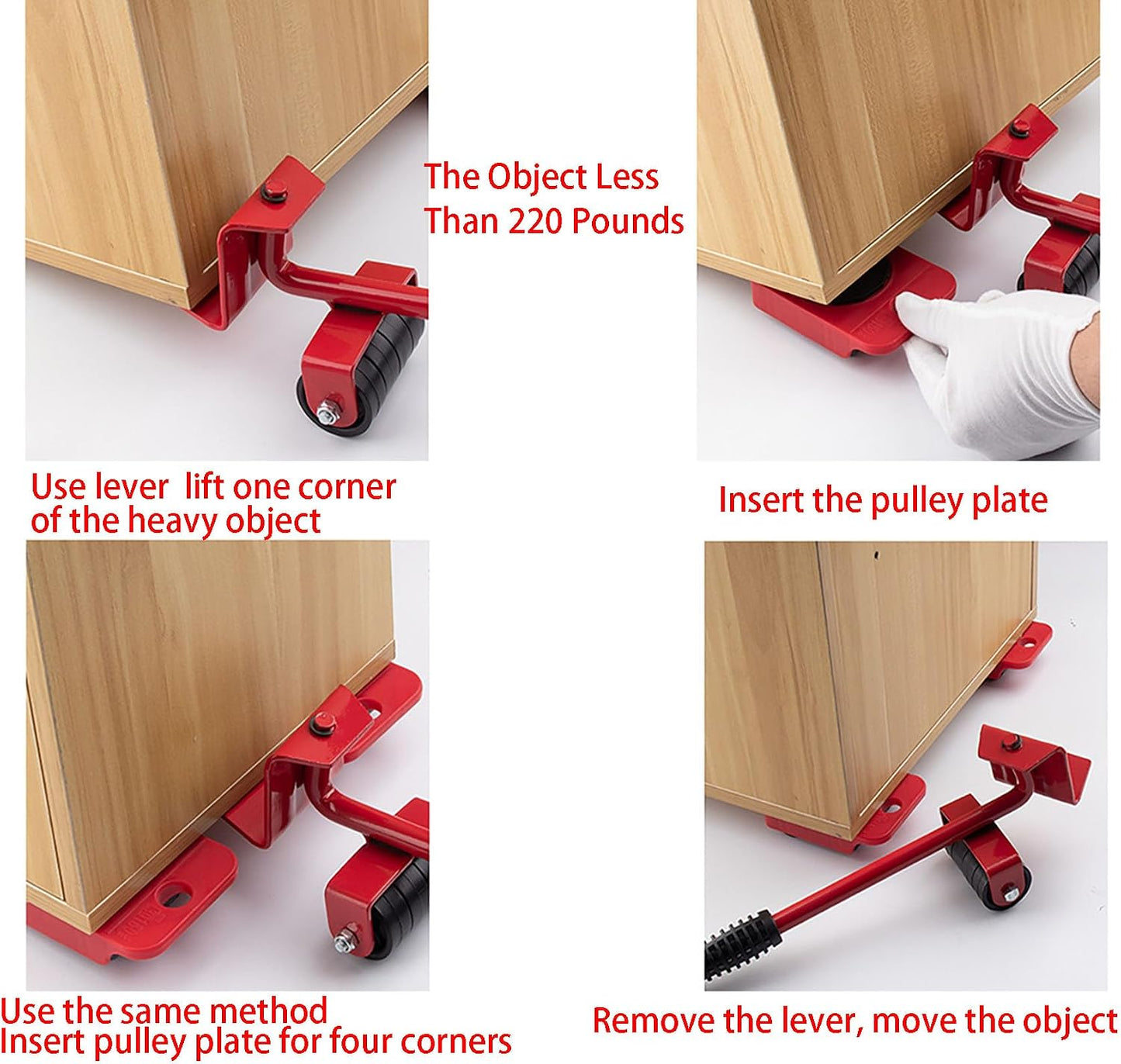 Large Furniture Mover Tool Set, 5 Pcs Appliance Lifter and Mover for Lifting and Moving Less Than 220 Pounds (M)