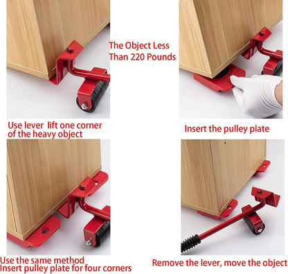 Large Furniture Mover Tool Set, 5 Pcs Appliance Lifter and Mover for Lifting and Moving Less Than 220 Pounds (M)