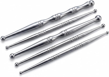 5PCS Stainless Steel Acupressure Tool Set,Trigger Point Massage Tools | Reflexology & Deep Tissue Massage for Point Therapy, Professional Meridian Massage Sticks for Face, Body & Muscle Relief