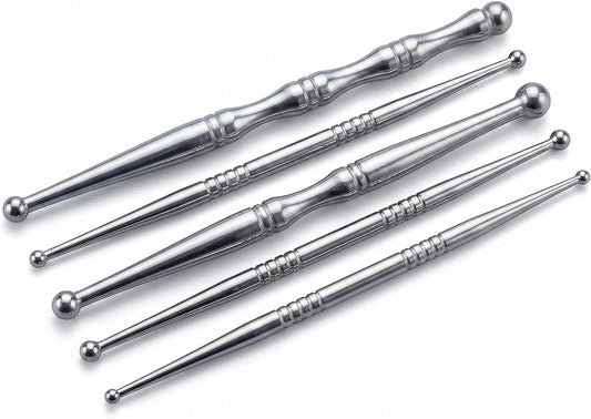 5PCS Stainless Steel Acupressure Tool Set,Trigger Point Massage Tools | Reflexology & Deep Tissue Massage for Point Therapy, Professional Meridian Massage Sticks for Face, Body & Muscle Relief