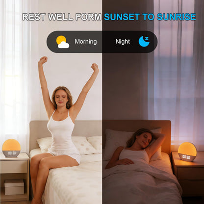 winshine Sunrise Alarm Clock with White Noise Sound Machine for Bedrooms | Wake Up Light,24 Sounds, FM Radio, Bluetooth Speaker,Sleep Sound Machine for Heavy Sleepers, Adults