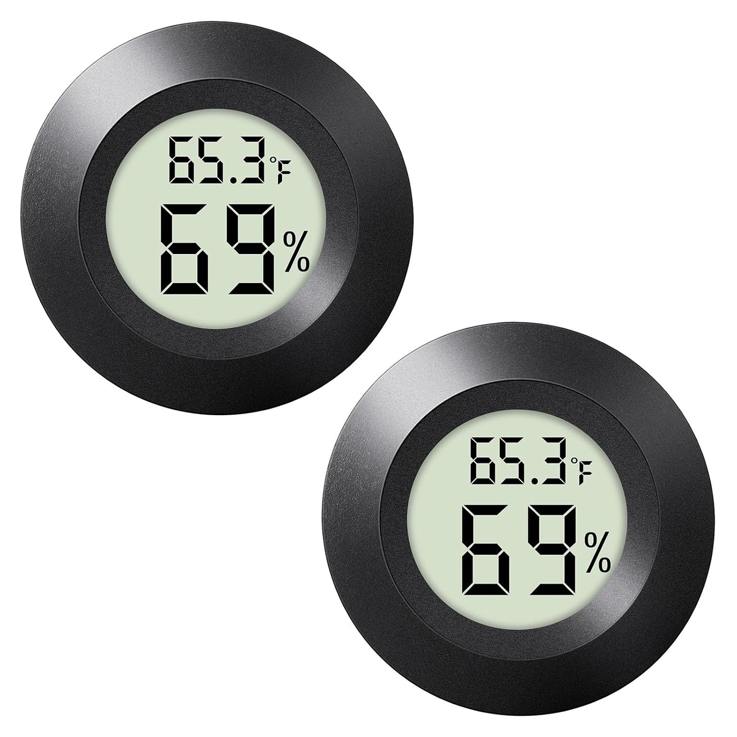 2-Pack Mini Hygrometer Indoor Humidity Meter Digital Thermometer | Small Digital LCD Monitor Thermometer Temperature Gauge Humidity Sensor (℉) or (℃) for Reptile Thermostat, Jars