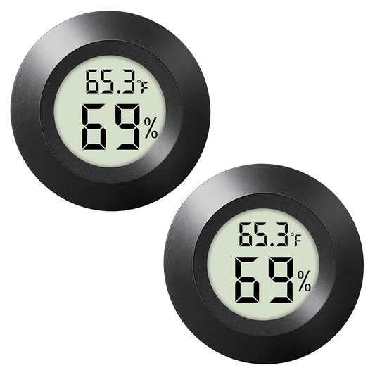 2-Pack Mini Hygrometer Indoor Humidity Meter Digital Thermometer | Small Digital LCD Monitor Thermometer Temperature Gauge Humidity Sensor (℉) or (℃) for Reptile Thermostat, Jars