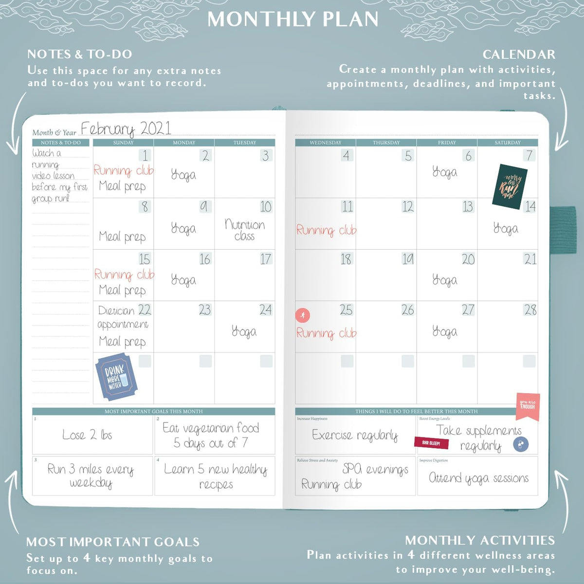 Legend Food Journal, Weight Loss & Meal Tracking Diary 5.8x8.3 Hot Pink