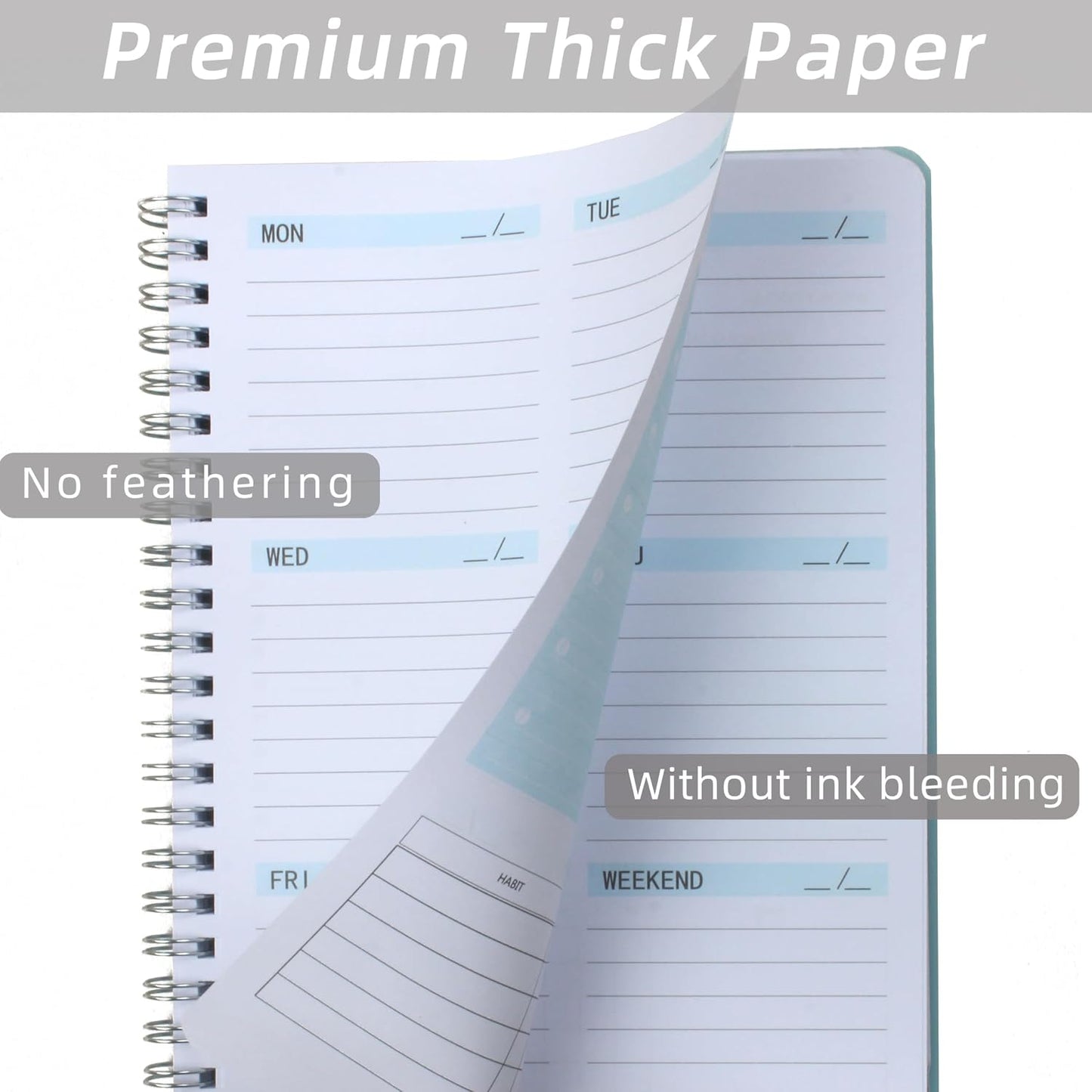 Undated Weekly Planner With Habit Tracker & To Do List 5.7 x 8.0 inch | Avoid Unfocused Busywork,Productivity Organizer,No-Bleed Thick Pages,Portable Size,Lay-Flat Spiral for Hands Free