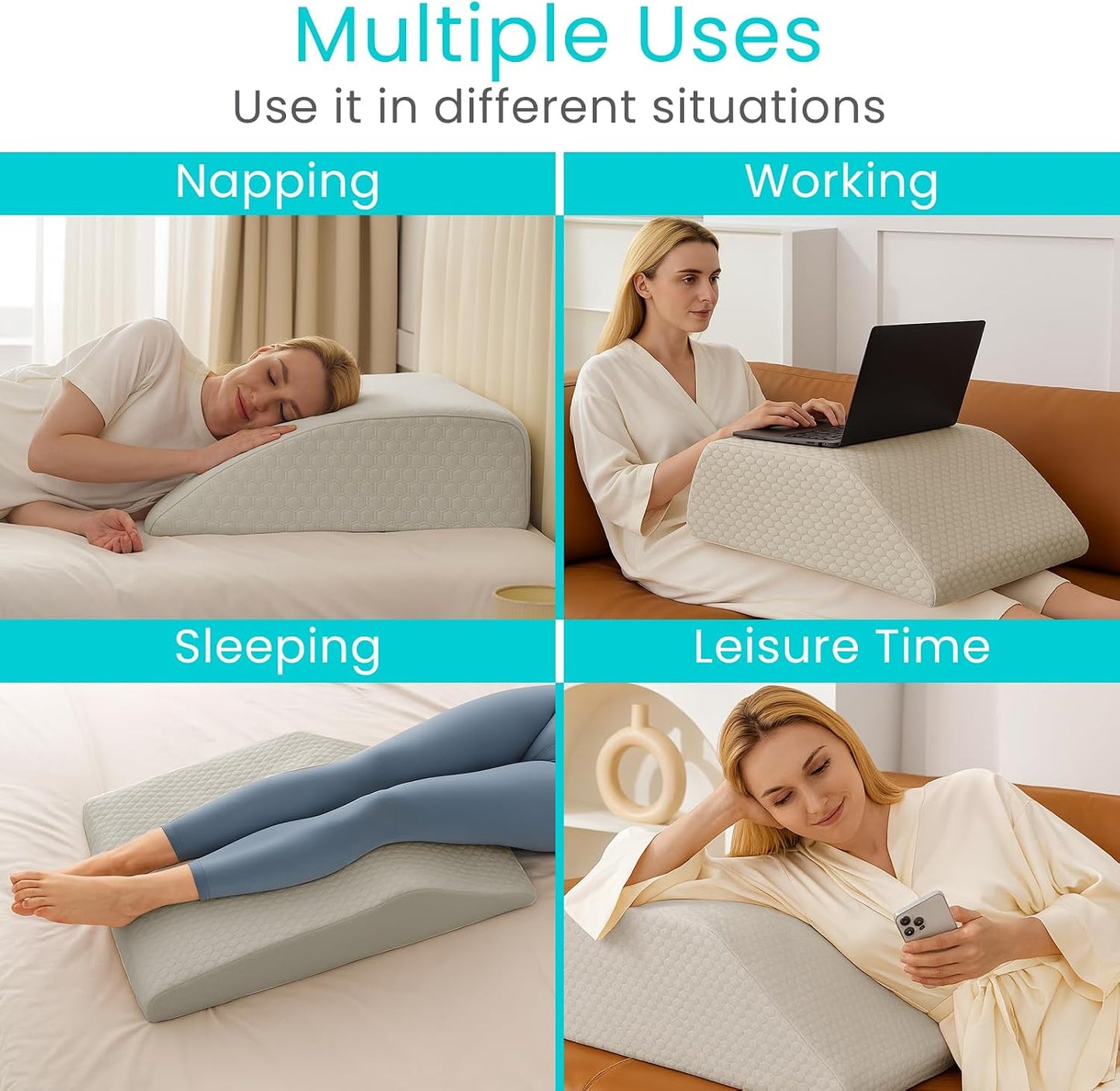 Xtra-Comfort Leg Elevation Pillow for Sleeping, Swelling, Post Surgery - Memory Foam Bed Wedge Pillow- Support Cushion for Pregnancy, Leg, Foot Rest | Memory Foam Bed Wedge Pillow- Support Cushion for Pregnancy, Leg, Foot Rest