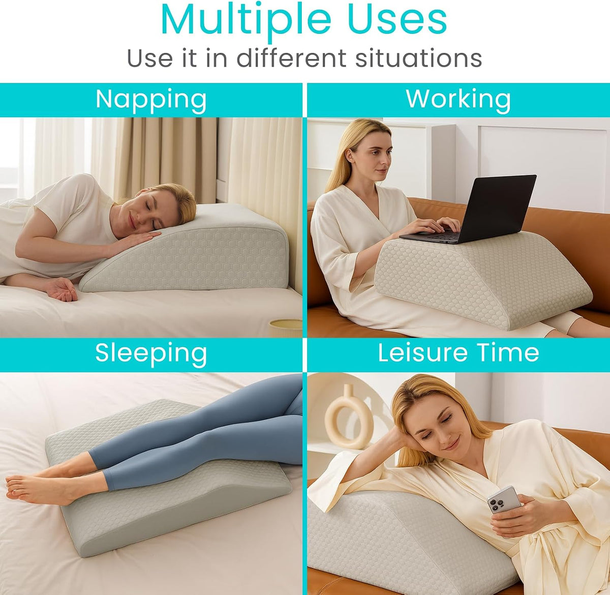 Xtra-Comfort Leg Elevation Pillow for Sleeping, Swelling, Post Surgery - Memory Foam Bed Wedge Pillow- Support Cushion for Pregnancy, Leg, Foot Rest