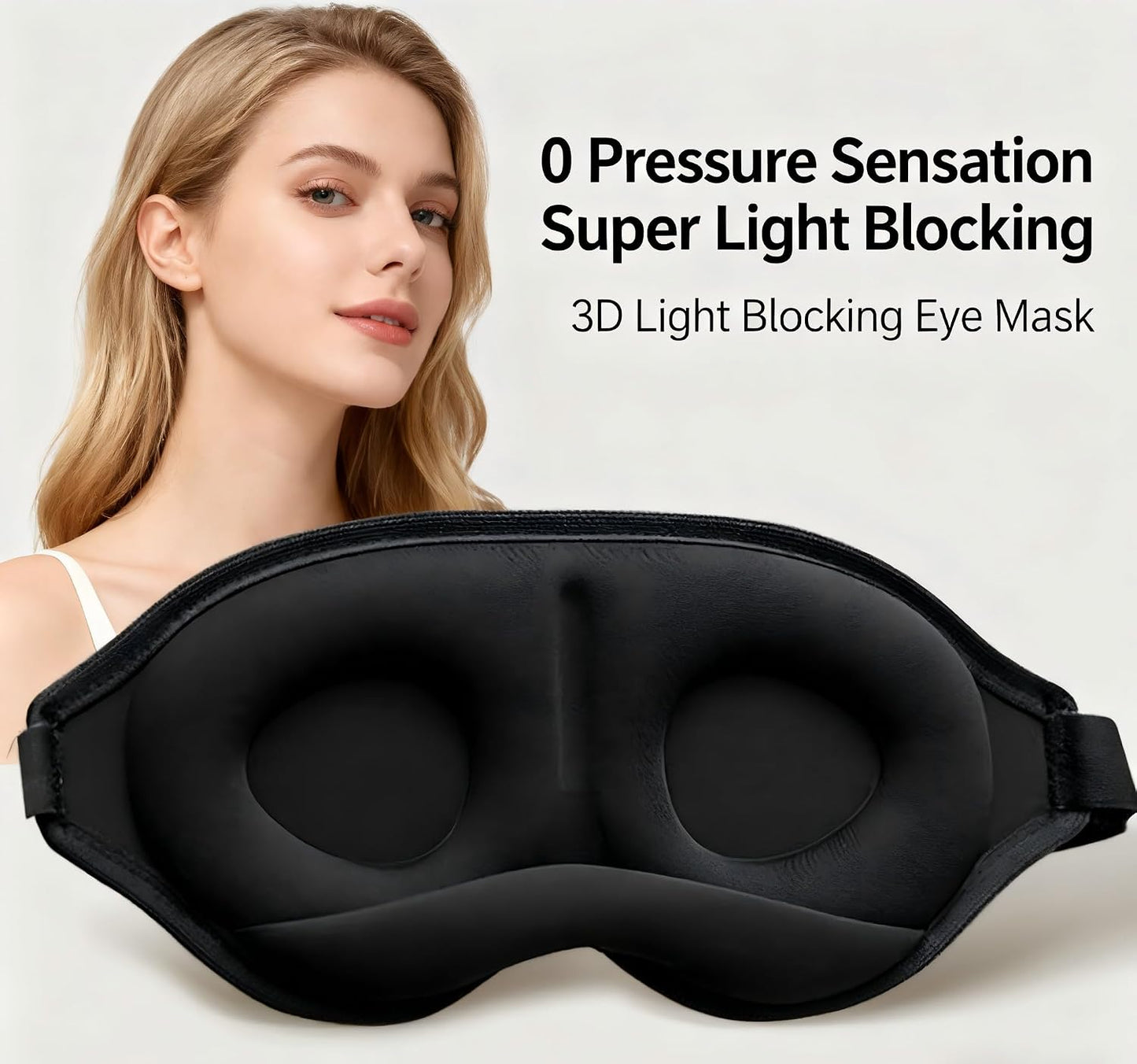 YA Ming 3D Eye Mask for Sleep with Nose Bridge, Adjustable Memory Foam Sleep Mask for Travel, Airplane Flight Essentials