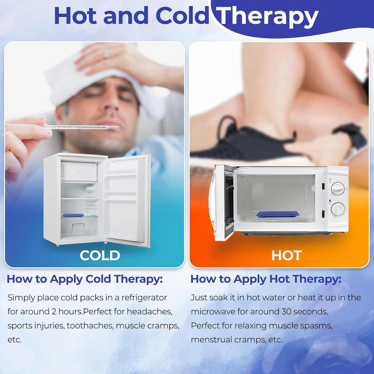 Ohuhu Ice Pack for Injuries Reusable 2 Pack 14"x11" Hot Cold Pack Wrap