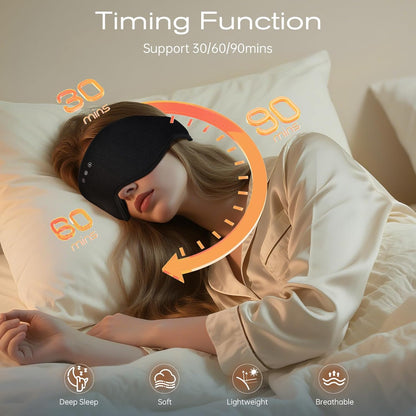 Bluetooth Sleep Headphones for Side Sleepers with Timming Setting, 100% Blackout 3D Contoured Eye Mask for Sleeping & Music Auto Shut Off, Breathable No Pressure for Side Sleeper Travel