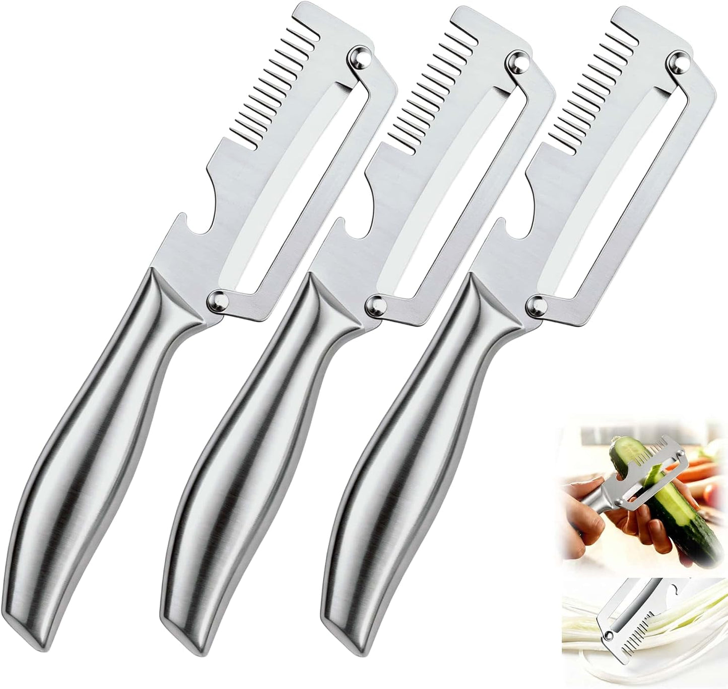 Premium Vegetable Peeler with Wooden Handle and Bottle Opener, Multi-Functional Vegetable Peeler for Fruit Pumpkin Peeling Potato and other vegetables or fruits (1pcs)