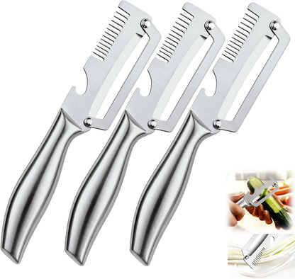 Premium Vegetable Peeler with Wooden Handle and Bottle Opener, Multi-Functional Vegetable Peeler for Fruit Pumpkin Peeling Potato and other vegetables or fruits (1pcs)