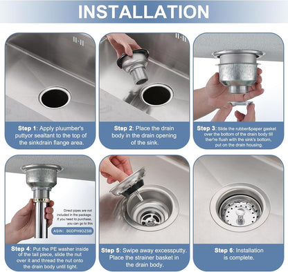 ZM Kitchen Sink Basket Strainer with Stopper, 3-1/2” Drain
