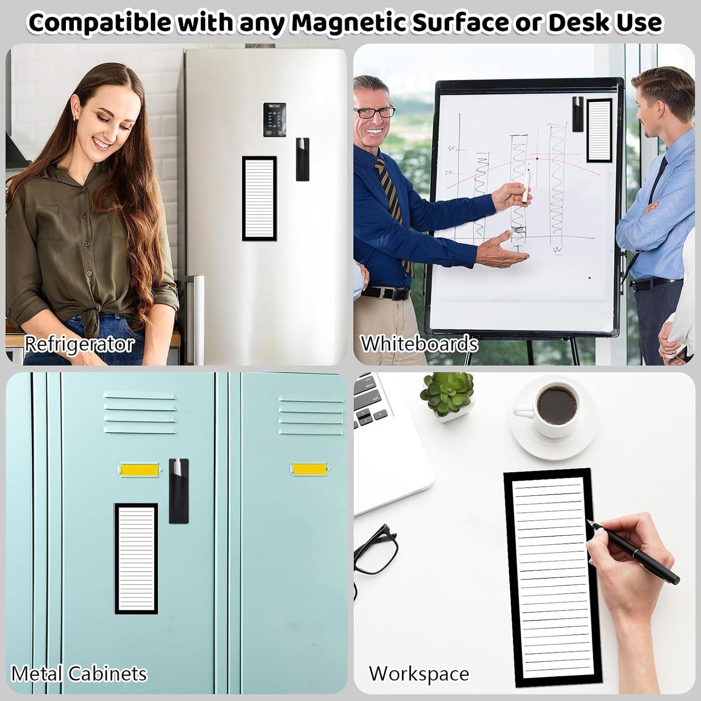 Thboxes 4 Pack Magnetic Note Pad for Fridge with Pen Holder, Totally 200 Sheets Grocery List Magnet Pad for Refrigerator Magnetic Shopping List Pad（Fruit Design） | Full-Back Magnet, 80Gsm FSC-certified Paper, School Office Home Supplies Grocery List