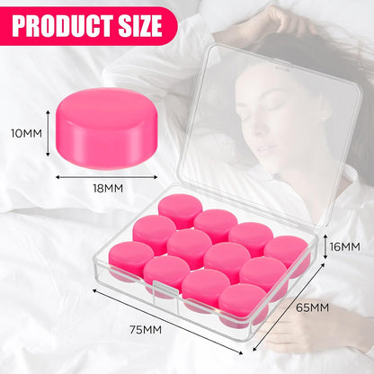 TrelaCo 12 Pack Soft Ear Plugs for Sleeping, Reusable Moldable Silicone Earplugs Noise Cancelling Reduction for Concerts, Swimming, Shooting, Snoring, Airplane, Musicians, Motorcycle (Pink)